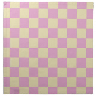 Pastel Pink and Light Yellow Checkerboard Cloth Napkin