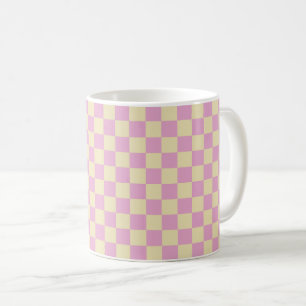 Pastel Pink and Light Yellow Checkerboard Coffee Mug