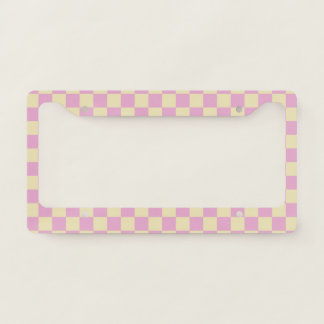 Pastel Pink and Light Yellow Checkerboard License Plate Frame