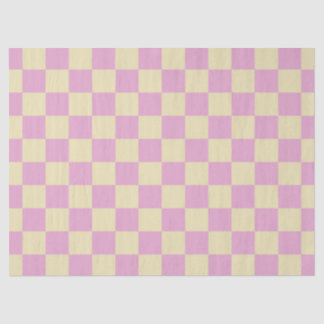 Pastel Pink and Light Yellow Checkerboard Tissue Paper