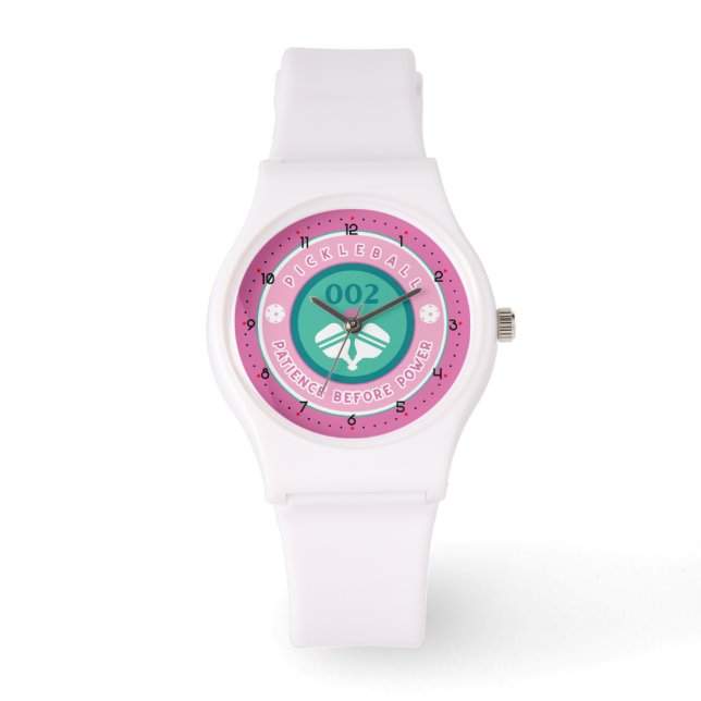 Pastel pink and minty green pickleball watch (Front)