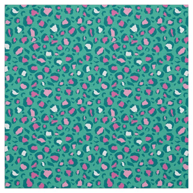 Pastel pink and minty panther fabric (Swatch)