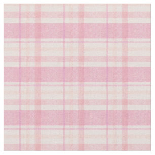 Pastel Pink and Orange Plaid Fabric