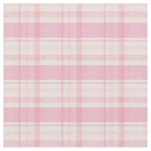Pastel Pink and Orange Plaid Fabric