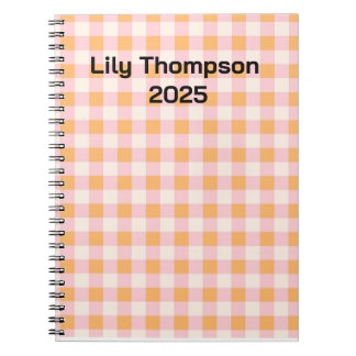 Pastel Pink and Orange Squares Planner Notebook