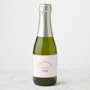 Pastel Pink and Purple Be My Bridesmaid? Sparkling Wine Label