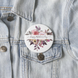 Pastel pink and purple floral personalized button