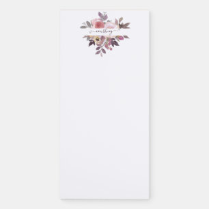 Pastel pink and purple floral personalized magnetic notepad