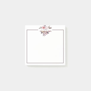 Pastel pink and purple floral personalized post-it notes
