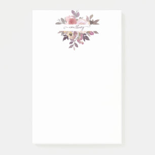 Pastel pink and purple floral personalized   post-it notes