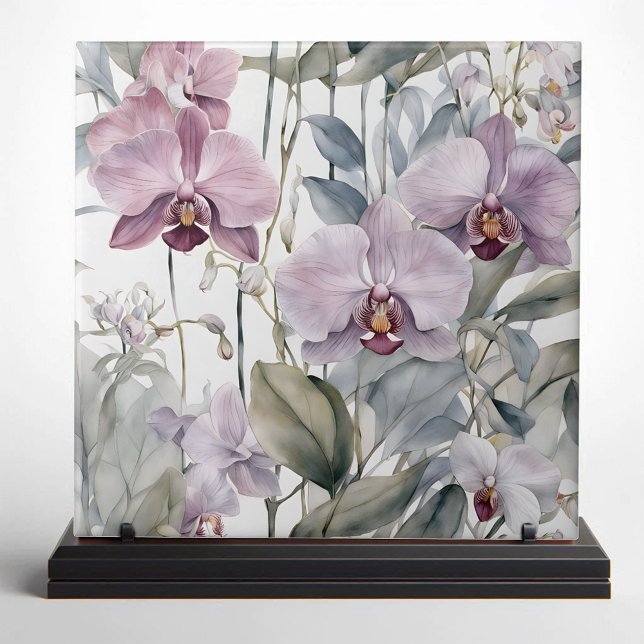 Pastel Pink and Purple Lavender Orchid Blooms Ceramic Tile (Creator Uploaded)