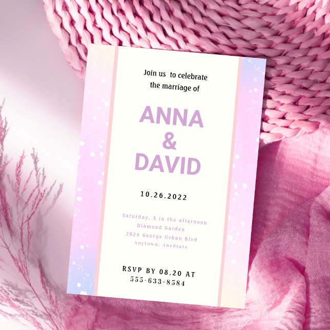 Pastel Pink and Purple Modern Wedding Invitation (Creator Uploaded)