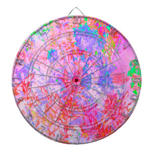 Pastel Pink and Red with Blue Hydrangea Landscape Dart Board