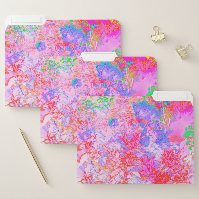 Pastel Pink and Red with Blue Hydrangea Landscape File Folder (Set)