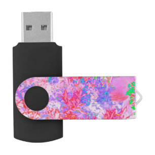 Pastel Pink and Red with Blue Hydrangea Landscape Flash Drive