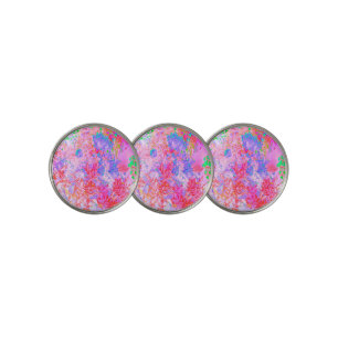 Pastel Pink and Red with Blue Hydrangea Landscape Golf Ball Marker