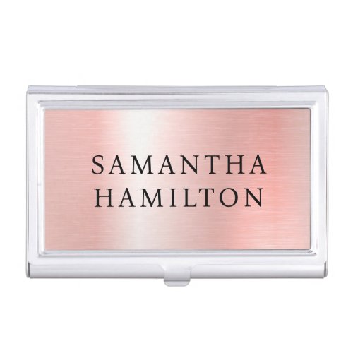 Pastel Pink and Rose Gold Glam Business Card Case