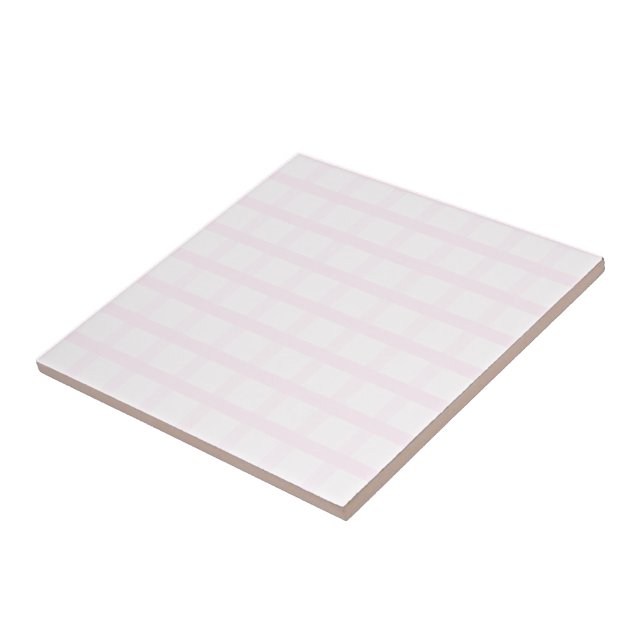 Pastel Pink And Rose Quartz Pink Gingham Pattern  Ceramic Tile (Side)