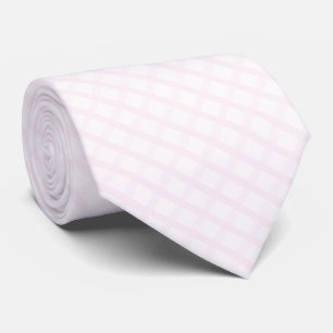 Pastel Pink And Rose Quartz Pink Gingham Pattern Neck Tie