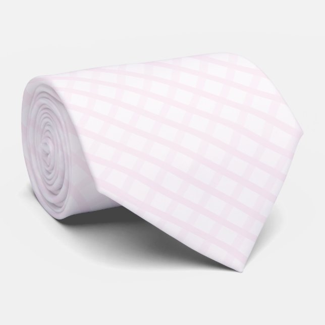 Pastel Pink And Rose Quartz Pink Gingham Pattern Neck Tie (Rolled)