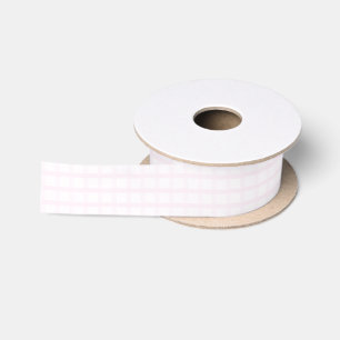 Pastel Pink And Rose Quartz Pink Gingham Pattern Satin Ribbon