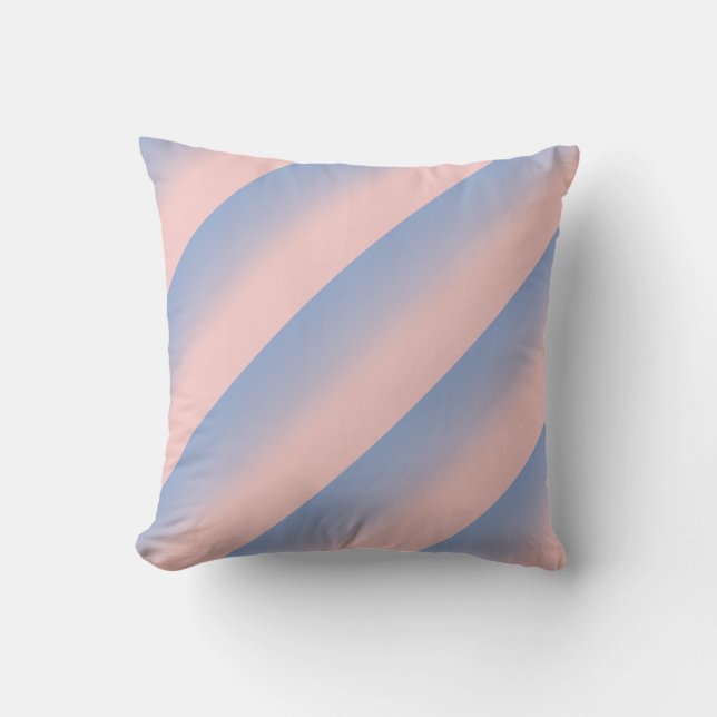 Pastel Pink and Sky Blue striped ombre Throw Pillow (Front)