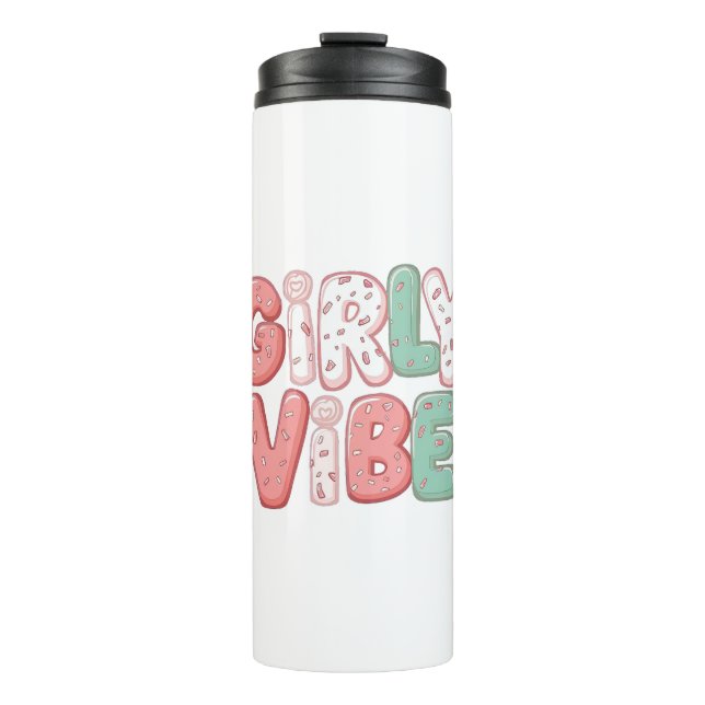 Pastel Pink and Teal Girly Aesthetic Thermal Tumbler (Front)