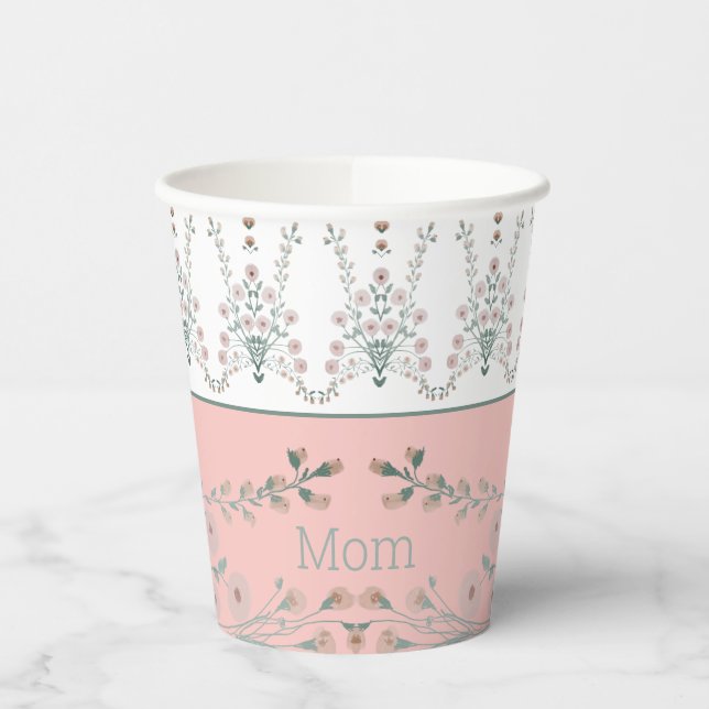 Pastel Pink And Turquoise Paper Cups (Left)