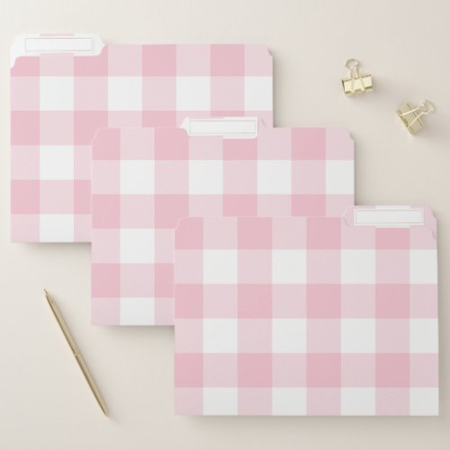 Pastel Pink and White Buffalo Plaid File Folder