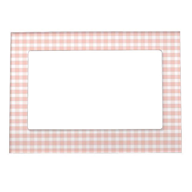 Pastel Pink and White Check Magnetic Frame (Front)