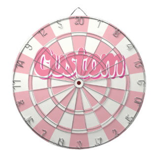 Pastel Pink And White Customizable Text Dart Board