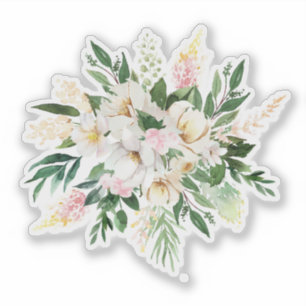 Pastel pink and white flowers bouquet sticker