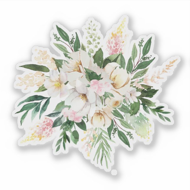 Pastel pink and white flowers bouquet sticker (Front)