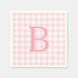 Pastel Pink and White Gingham Monogram Napkins