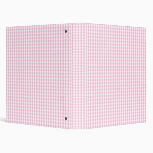 Pastel Pink and White Gingham Pattern 3 Ring Binder