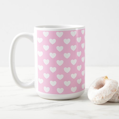 Pastel Pink And White Hearts Coffee Mug