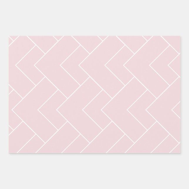 Pastel Pink and White Patterned  Wrapping Paper Sheets (Front)