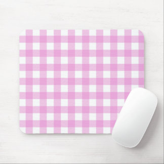 Pastel Pink and White Plaid Mouse Pad