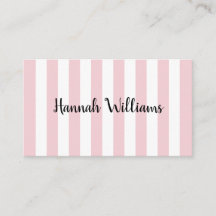 Pastel Pink and White Stripes Business Card