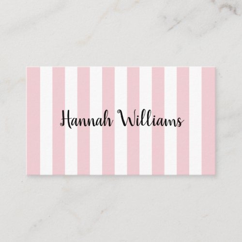 Pastel Pink and White Stripes Business Card