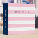 Pastel Pink and White Stripes with Blue Side 3 Ring Binder<br><div class="desc">This preppy binder features pastel pink and white stripes pattern on the front and back with a blue color side. Personalize it by replacing the placeholder text in the template to add your information. For more options such as to change the font, text size/color and the spacing between letters click...</div>