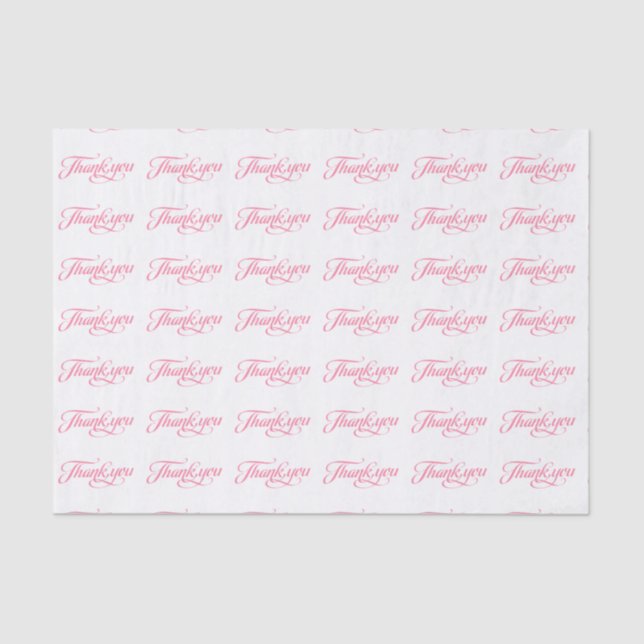Pastel Pink And White Thank You Pattern Tissue Paper (Front)