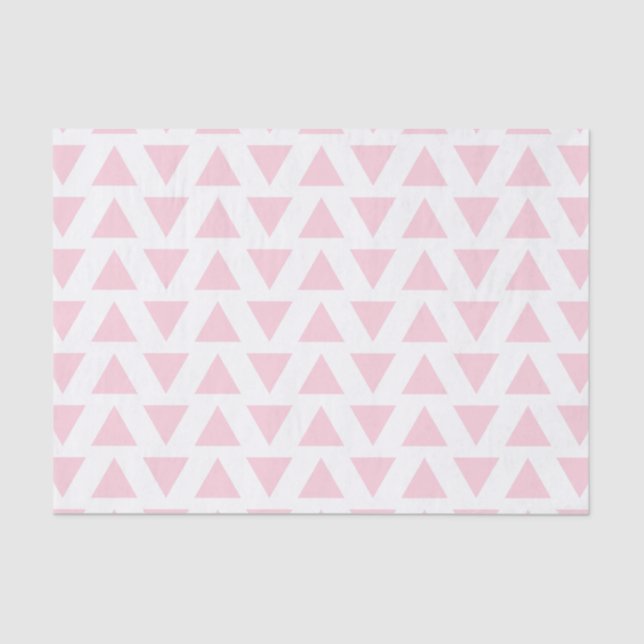 Pastel Pink and White Triangles Pattern Tissue Paper (Front)