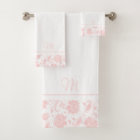Pastel-pink and white vintage damasks monogram
