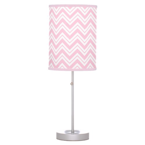 Pastel Pink And White Zigzag Chevron Pattern Table Lamp