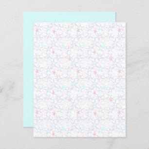 Pastel Pink Aqua Stars on White scrapbook paper