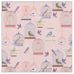 pastel pink aviary birdcage birds fabric