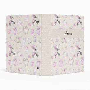 PASTEL PINK BABY GIRL BUNNIES MINI BINDER
