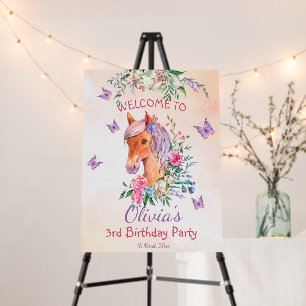Pastel pink baby horse girls birthday party foam board