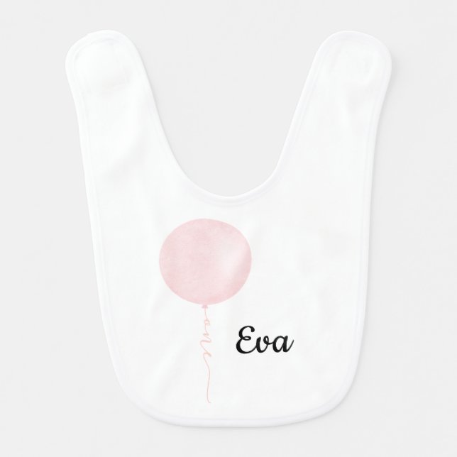 Pastel Pink Balloon 1st Birthday Bib (Front)